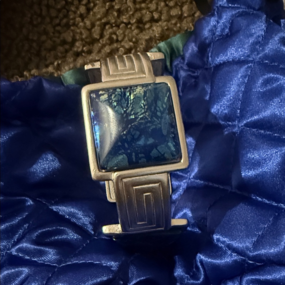 YSL Vintage Silver Bracelet with Blue Stone